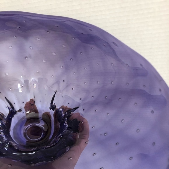 Handblown Purple Art Glass Bowl with Controlled Bubbles - Picture 16 of 16